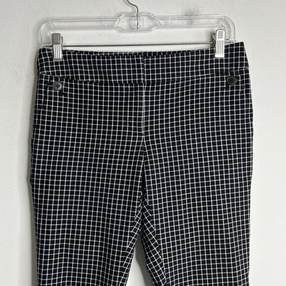 Loft Women's Julie Fit Pants Size 0 Skinny Bi-Stretch Ankle Black & White Check - Picture 3 of 7